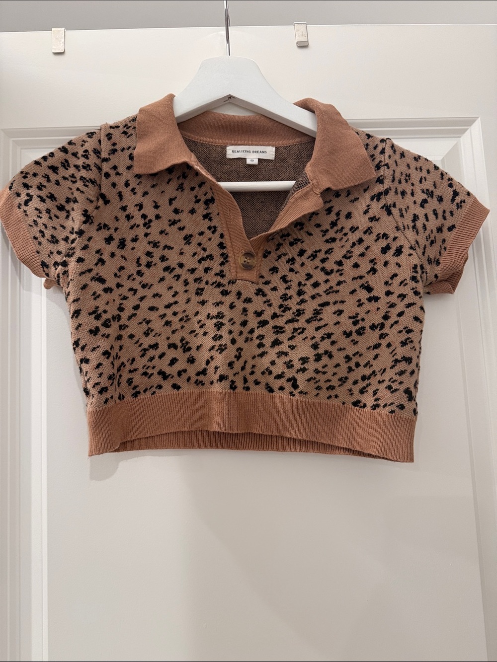 Leopard-Print knitted crop sweater
